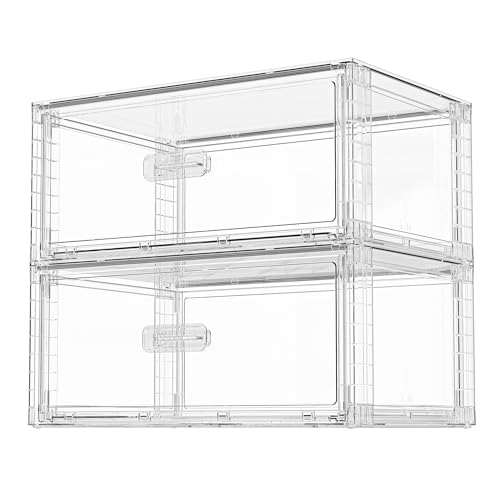 Vtopmart 2 Pack Large Clear Stackable Storage Drawers for Closet, 23QT | Easily Assemble Plastic Closet Storage Bins, Dust-Proof UnderBed Organizer for Clothing Underwear T-shirt Organization - style: 2pk Large
