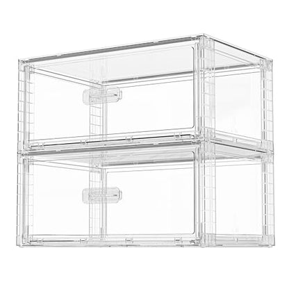 Vtopmart 2 Pack Large Clear Stackable Storage Drawers for Closet, 23QT | Easily Assemble Plastic Closet Storage Bins, Dust-Proof UnderBed Organizer for Clothing Underwear T-shirt Organization - style: 2pk Large