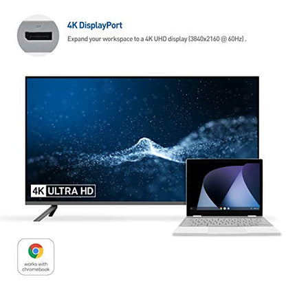 Cable Matters USB C Hub DisplayPort, 4K@60Hz, 60W Host Charging, Gray | 100Mbps Ethernet, 2x USB, Compatible with Thunderbolt 4/Thunderbolt 3 Ports, MacBook Pro - color: Gray