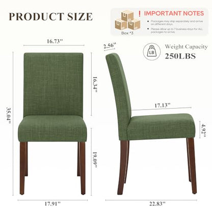 MALOL Upholstered Dining Chairs Set of 6, Modern Fabric Dining Room Chair, Wooden Dining Chair, Kitchen Side Chairs, Farmhouse Dinner Chair with High Back for Kitchen, Green - color: Green, size: Set of 6