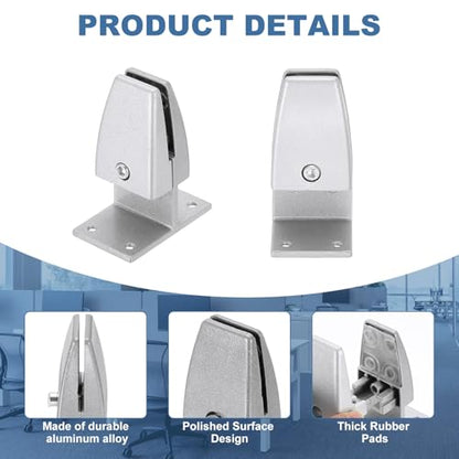 PATIKIL 2.8x1.7x3.6" Desk Divider Support Clamp, 8 Pcs Aluminum Desk Shield Clamp Desk Divider Partition Clamp Sneeze Guard Clamp Bracket for Office Home Desk Panel, Silver - color: Silver