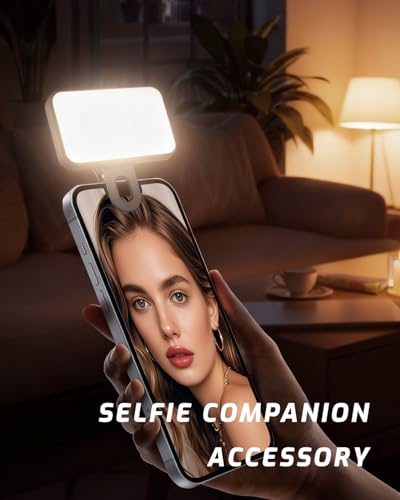 Portable Selfie Light for iPhone: Rechargeable Phone Fill Lights, Ring Light for Camera Picture, Makeup Photo, Video Conferences, Laptop Use, Zoom Meetings, TikTok, Vlog Photography - color: BLACK
