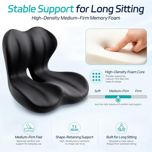 Seat Cushion & Back Support for Tailbone and Lower Back Relief - color: Dark Gray