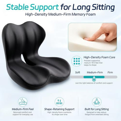 Seat Cushion & Back Support for Tailbone and Lower Back Relief - color: Dark Gray