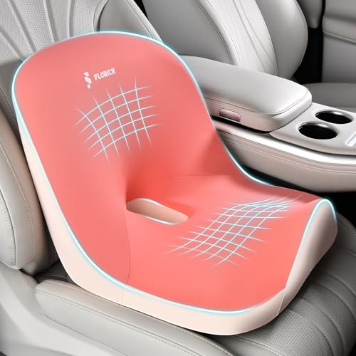 Car Seat Cushion and Lumbar Support Pillow, Larger Memory Foam Seat Cushion, Ergonomic L-Shaped Design Cushion for Back Pain Relief, Non-Slip Driving Cushion for Car, Office, Truck, Gifts for Mom-Pink - color: Pink
