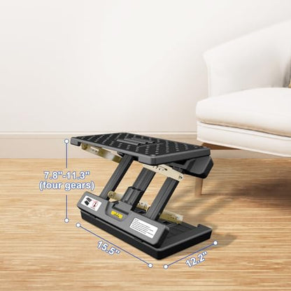 Foldable Foot Rest, Computer Foot Rest Under Desk, 12Modes Adjustable Ergonomic for Office, Loading Capacity 80 pounds, Removable EVA Cushion, All-Season(Black) - color: Black & Eva Cushion