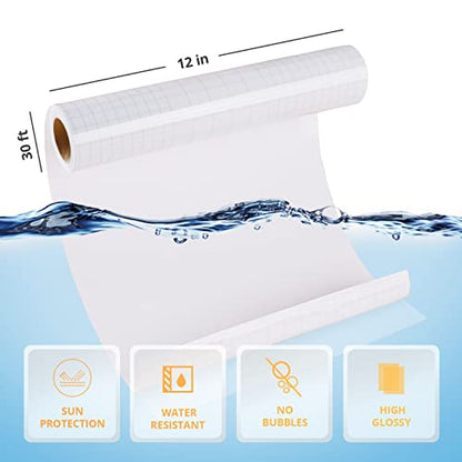 HTVRONT Clear Self-Adhesive Laminating Vinyl Roll 12x30 FT - size: 30ft