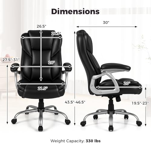 COSTWAY Executive Office Chair with High Back and Thickened Seat Cushion - color: Black