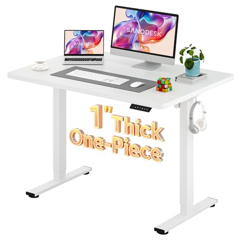 SANODESK One-Piece 1'' Thick Height Adjustable Standing Desk 48''x30'' - color: White Frame+white Top, size: 48x30"