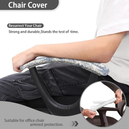 Office Chair Armrest Covers Set of 2, Toile de Jouy Printed Soft Stretch Chair Arm Covers, Removable Computer Chair Armrest Covers with Elastic Edge, Easy to Install, Home Decor - color: Blue and Beige - Toile De Jouy