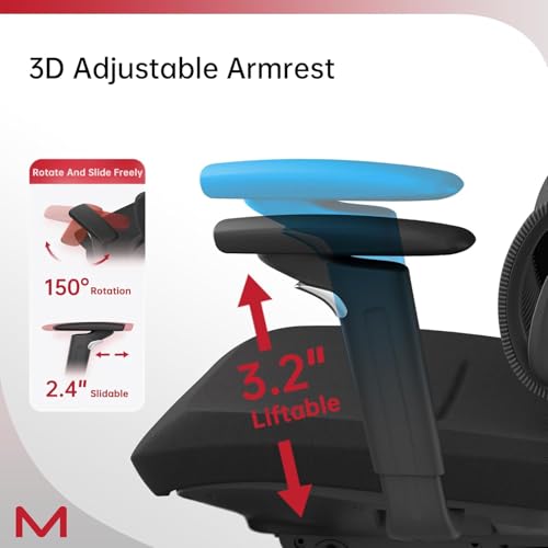 S3P Ergonomic Office Chair with High-Density Foam Seat & VTS Sliding Backrest - High Back Desk Chair with 150° Recline, 3D Cantilever Headrest, Adaptive Lumbar Support for Home Office - style: 150° Recline without Footrest