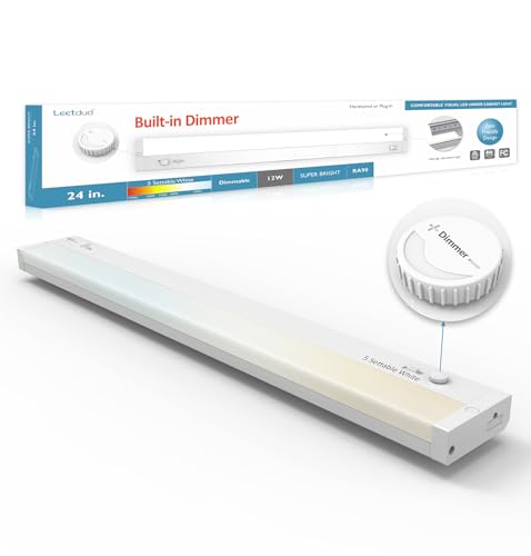Under Cabinet Lighting Plug in or Hardwired Built-in Dimmer, 24 Inch 12W, 5CCT 2700/3000/3500/4000/5000K, Linkable Counter Lights for Kitchen, ETL Dimmable LED Light Fixture, White - color: White, size: 24 inch