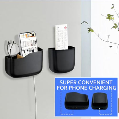 Remote Holder Wall Mount TV FAN Remote Control Holder Bedside Caddy Wall Organizer Phone Holder for Office Adhesive Media Player Controller Holder Box Tray Home Desk Nightstand 2 BIG 2 SMALL BLACK - color: 2BIG2SAMLL BLACK