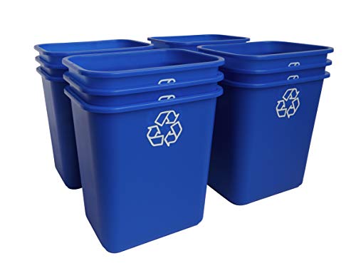 United Solutions 7.7 Gallon Recycling Wastebasket, 12Pack, Blue, Under Desk | Slim 30.8-quart recycling bins fit small spaces in offices, kitchens, dorms, and homes with an easy-to-clean design - color: Blue, size: 30.8 Qt - 12 Pack