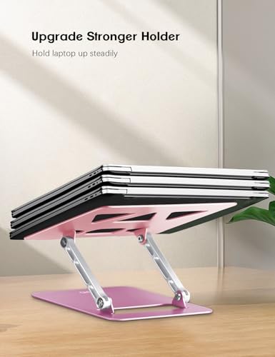Aoviho Adjustable Laptop Stand for Desk,Portable Laptop Stand Holder and Riser,Foldable Aluminum Notebook Computer Stands for MacBook Air Pro HP Lenovo Dell Samsung, 10-15.6 inch,Blush Rose Silver - color: Blush Rose Silver