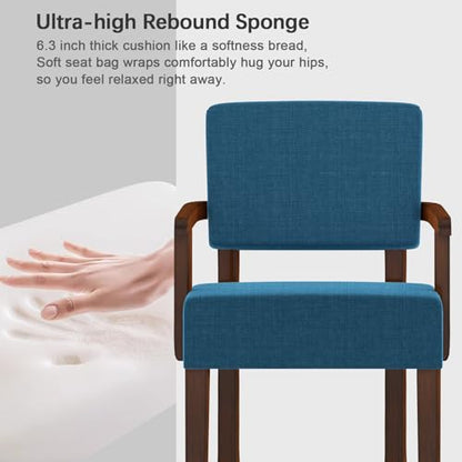 FAGAGA Accent Chair with Solid Wood Frame,Arm Chairs with Soft Seat - color: Blue, size: Chair
