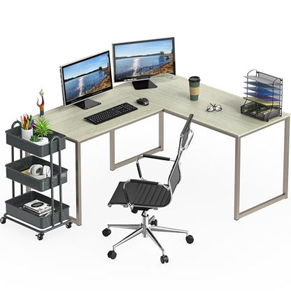SHW Mission 55 x 60 L-Shape Home Office Computer Desk, Maple - color: Maple, size: 55-Inch L-Shaped