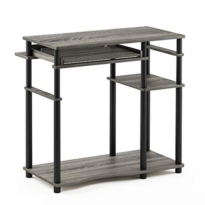 Furinno Abbott Computer Desk with Bookshelf, French Oak Grey/Black - color: French Oak Grey/Black, size: 19 Inch Wide