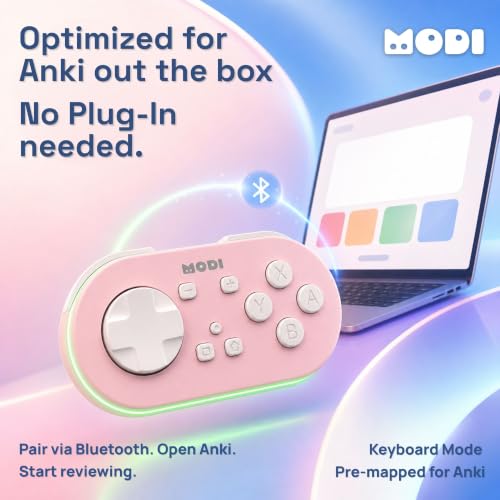 Modi Anki Remote | Fully Customizable | No Setup Needed | Compatible with Mac, Windows, iOS, Android | 16 Hour Battery Life | Anki Remote Clicker | Quizlet Compatible | Pink - color: Pink