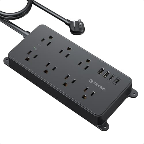 TROND Power Strip Surge Protector 10ft, ETL Listed, Black - color: Black, size: 10ft, style: 7 Outlets