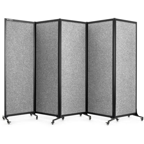 Room Partition 2.0 Upgrade Version,10'6"L* 6'7"H,5 Panel,Light Grey - color: Light Grey, size: 5