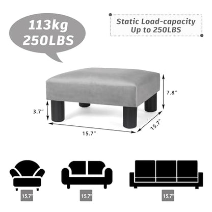 Joveco 15'' Small Foot Rest Stool Ottoman- Upholstered Footstool and Ottomans Small Footrest for High Beds- Lightweight and Portable, Light Gray - color: Light Gray