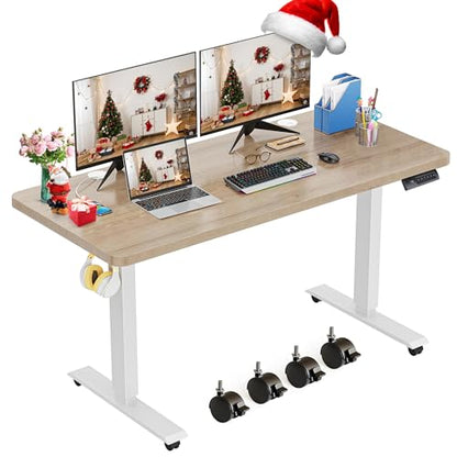 farexon 48'' × 24'' Electric Standing Desk Adjustable Height with Wheels - color: Oak Grey, size: 48 x 24''
