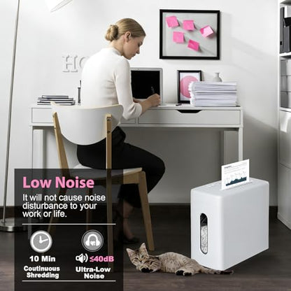 Wingwise Ultra Low Noise 40dB Paper Shredder for Home Office White - color: White, size: 10 Sheets