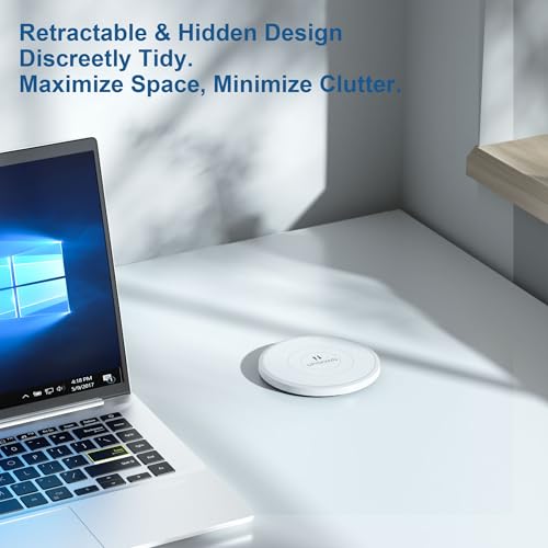 ANCIENTPWR Pop Up Outlet with Wireless Charging, 9-in-1 Built-in Countertop Power Hub, Gas-Lift Design, 4-1/8" Cutout, 2500W for Kitchen, Office & Conference Table | 9-in-1: 4 AC + 4 USB + wireless charging. 2500W, 100-240V. 4-1/8" cutout. Hidden hub for