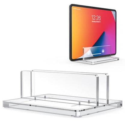OMOTON Vertical Laptop Stand, Acrylic Single Holder for MacBook Gaming - size: Single-Clear