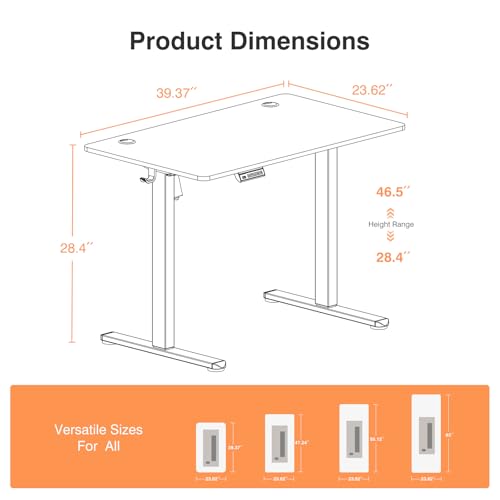 Sweetcrispy Electric Standing Desk, Computer Desk, 40x24 Inch
