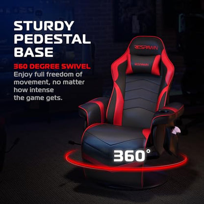 Respawn 900 Gaming Recliner Chair with Footrest, Cup Holder and Swivel | Ergonomic gaming recliner with footrest, cup holder, lumbar support, 135° recline & 360° swivel for console gaming - color: Red
