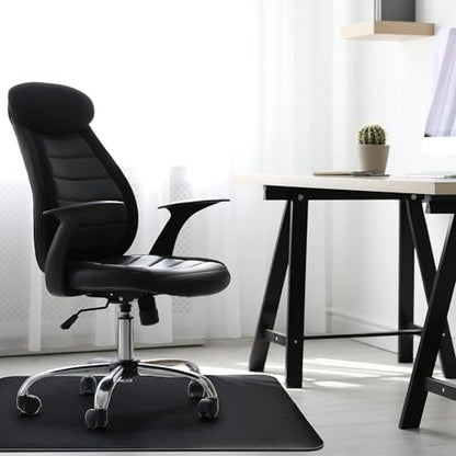 Office Chair Mat for Hardwood Floor: 53"x45" Large Black Rolling Chair Mat for Hard Wood and Tile Floor, Anti-Slip Heavy Duty Floor Protector Mat Under Computer Desk, Easy Glide Chair Mats for Home | Anti-Slip Rolling Chair Mat for Hard Wood and Tiles, Fl