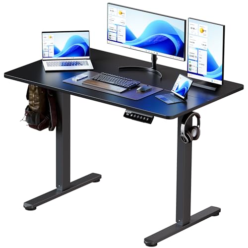 BIZUM 40x24 Inch Electric Standing Desk with Memory Presets, Quiet Motor Height Adjustable Stand Up Desk for Home Office & Gaming, Ergonomic Sit Stand Workstation，Black - color: Black, size: 39.4*23.6 Inch