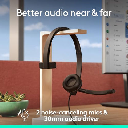 Logitech H570e USB Headset with Microphone, PC and Mac - Black | PC and Mac compatible, wired USB-C, inline controls, certified for Microsoft Teams - size: Teams, style: Mono