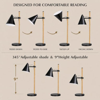 HarvestLand Noah Desk Lamp, Adjustable Reading Lamp, Home Office & Bedside | 345° Adjustable Architect Desk Lamp, Focused Task lighting, Home Office Table lamp, Bedroom,Living Room Lamp