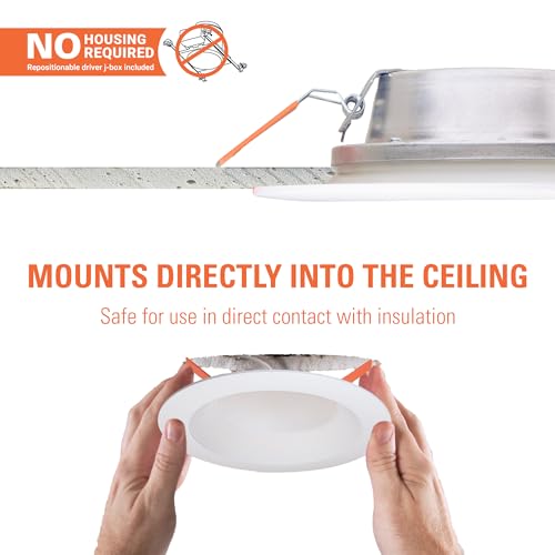 HALO LT 4 inch Baffle Canless LED Recessed Light 5CCT 650 lm | Low glare, IC rated, airtight, wet rated for soffit /shower light, 2700K-5000K, New Construction / Remodel, Dims to 10% - size: 4 inch, style: 5CCT New Version