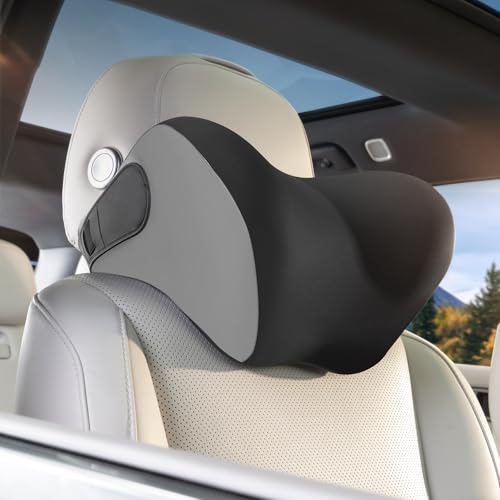 BEBAS Ergonomic Car Headrest Pillow, Memory Foam Neck Support, BlackGray - color: Black Gray