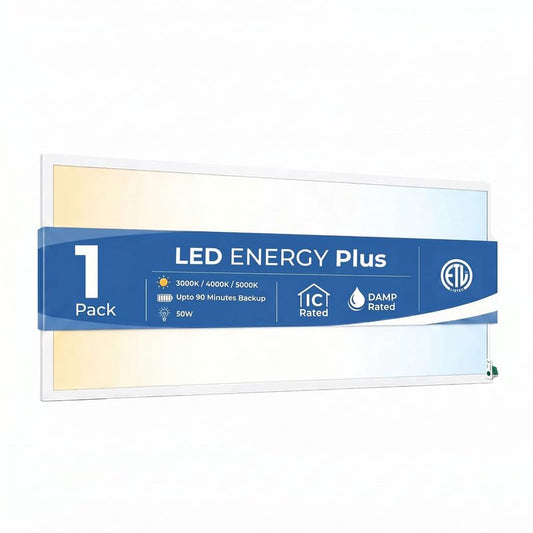 2X4 LED Flat Panel Light with Emergency Battery Backup, 50W 3000K/4000K/5000K, 0-10V Dimmable, 6250 Lumens, LED Drop Ceiling Lights, 100-277V, UL Listed (1 Pack) - size: 1 Pack