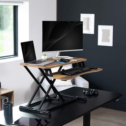 VIVO Reclaimed Wood 32 inch Desk Converter, DESK-V000KP - color: Reclaimed Wood, size: 32"