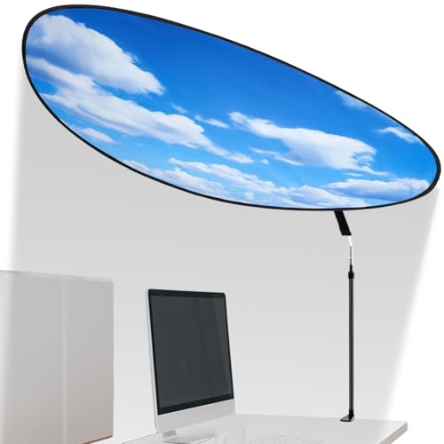 Large Adjustable Office Cubicle and Desk Shade,51'' Portable Cubicle Light Shade with Clamp Foldable Rotatable Canopy Blocks Light or Disturbance for Working Accessories(Blue Sky) - style: Blue Sky