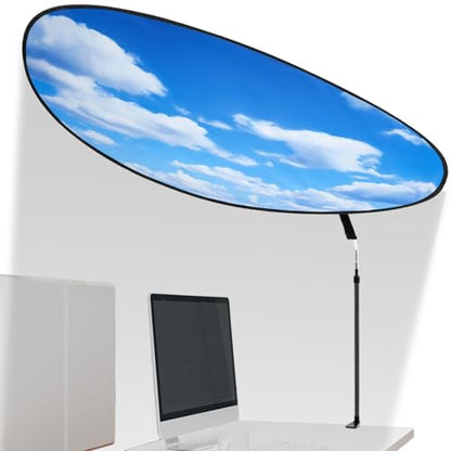 Large Adjustable Office Cubicle and Desk Shade,51'' Portable Cubicle Light Shade with Clamp Foldable Rotatable Canopy Blocks Light or Disturbance for Working Accessories(Blue Sky) - style: Blue Sky