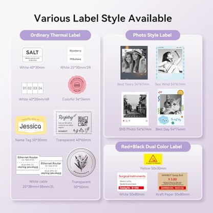 NIIMBOT B21 Pro Sticker Printer, 300DPI, Fun APP, Portable Inkless Label Printer, Bluetooth Sticker Maker for DIY Crafts, Notes, Scrapbook, Photo, Custom Labels & Gifts,Home Organization (Violet) - color: Purple