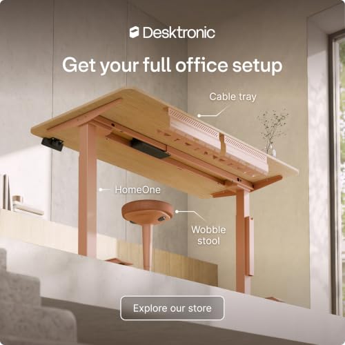 Desktronic Height Adjustable Standing Desk Frame — Ergonomic Sit Stand Desk Frame, Electric Dual Motor, USB & USB-C Charging, Wobble-Free, Touchscreen, 3 Memory Presets, Anti-Collision - color: Pink