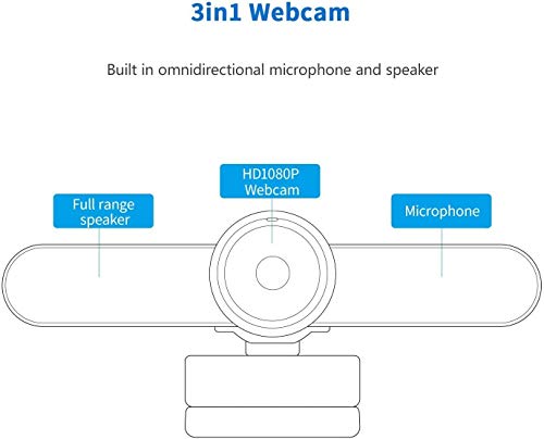 JACKLY Conference Room Camera with Microphone and Speaker, Wide Angle USB Video Conference Camera for Mac, PC, Laptop, Desktop (Black Big) - color: black big