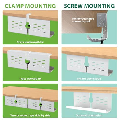 KEEGH 16 in Under Desk Cable Management Tray, Metal Cable Tary, 1 Pack - color: White, size: 1 Pack