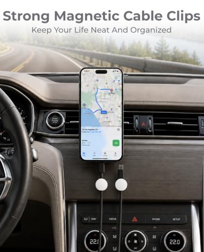 Magnetic Cable Clips White, Cord Organizer Magnet Silicone Cord Management Charging Cable Holder for Metal Desk, File Cabinet, Home and Office, with Extra Adhesive Plates (5 Piece, Large Size) | Fits Larger Cables Up To 0.3" Thick: PC, Computer, Ethernet