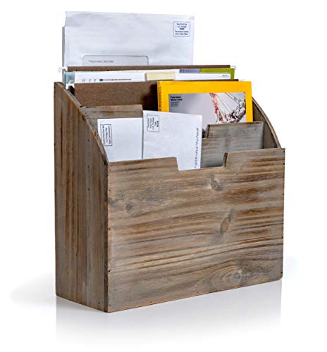 Besti Wooden Desk Organizers for Office & Home Use – 12.8 x 5 x 12 Inch Vintage File Stand – Vertical Desktop File Folder Organizer – Durable File Shelf – Ideal for Files, Folders, Envelopes, Mail