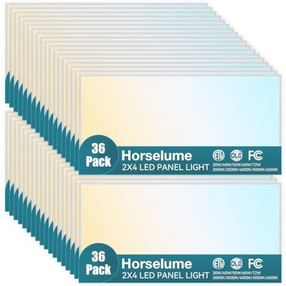 36Pack 2x4 LED Flat Panel Light, 9630LM, Selectable 30W-72W and 3000K-6500K, Dimmable 0-10V, Drop Ceiling Fixture for Office, School, Store (36Pack) - size: 36Pack