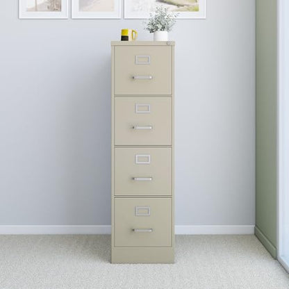 Staples Commercial 4-Drawer Vertical File Cabinet, Letter Size, Lockable, Putty, Steel, 51.97H x 15W x 22D - color: Putty